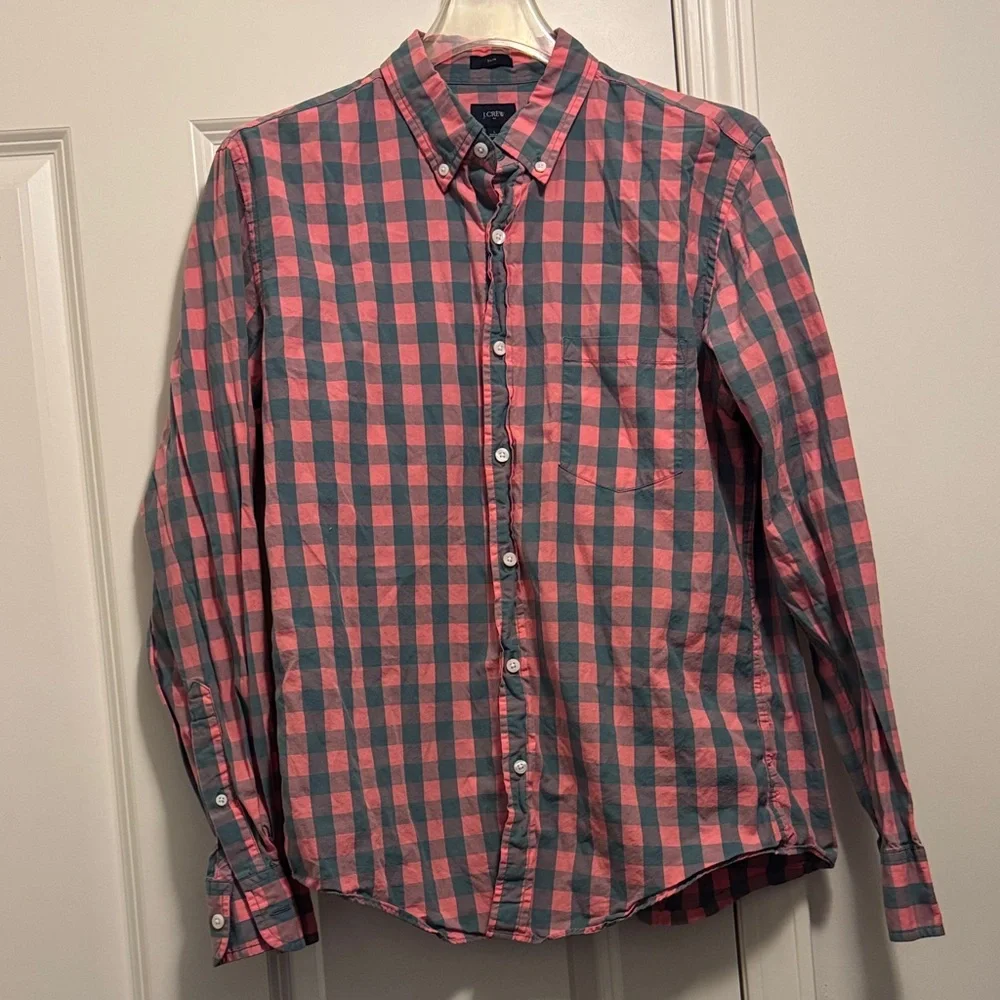 J. Crew Red Plaid Button-Down Shirt